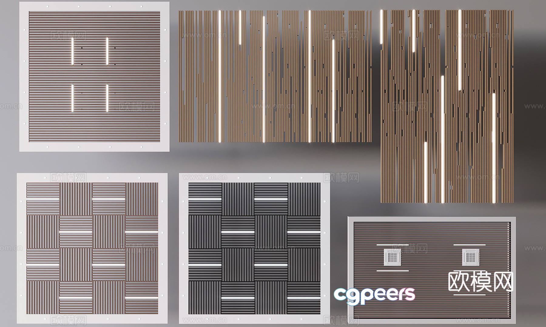Aluminum square ceiling wooden grille ceiling ceiling 3D model Aluminum square ceiling wooden grille ceiling ceiling 3D model